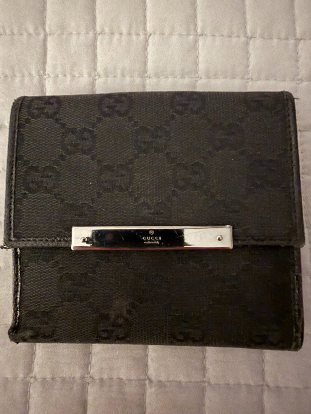 Authentic Vintage Gucci Black GG Canvas Leather Wallet Entrupy COA
